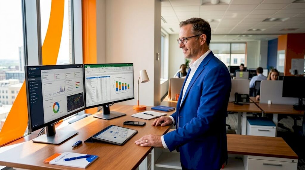 IT administrator preparing directory export in server room