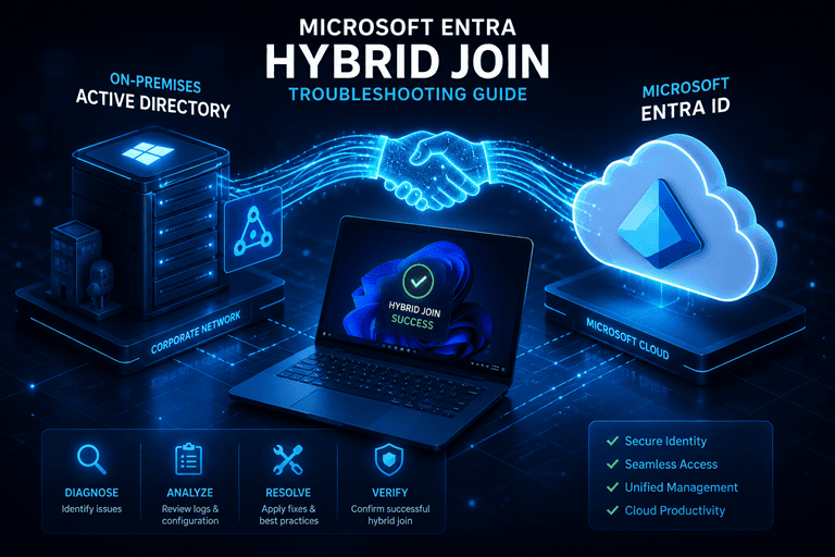 🔧 Microsoft Entra Hybrid Join Troubleshooting: A Complete Technical Guide with Real Errors, Event IDs & Fixes