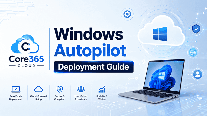 Laptop connecting automatically to Microsoft Intune and Entra ID during Windows Autopilot zero-touch setup